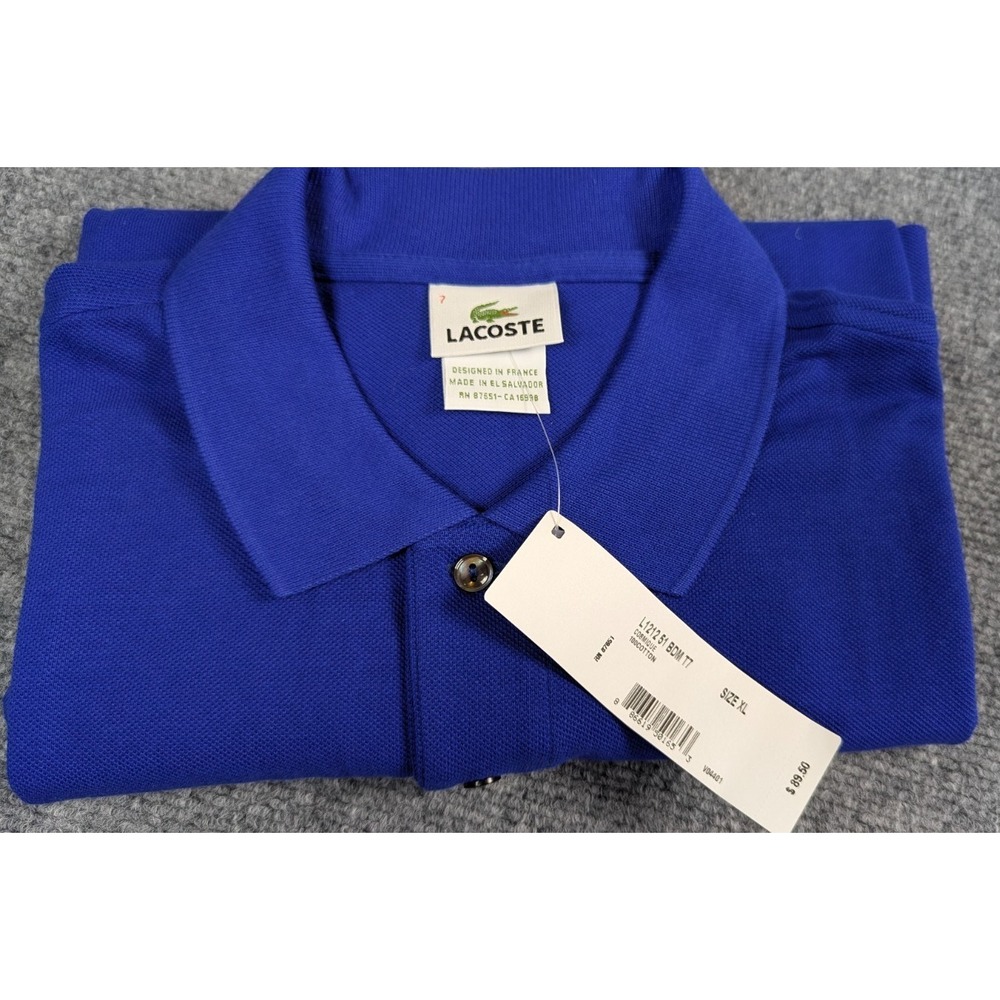 NWT Lacoste Classic Fit Polo Shirt Mens Size 7 XL Blue 100% Cotton Crocodile Log - Picture 14 of 14
